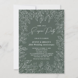 Autumn Leaf Modern Fall Wedding Anniversary Invitation