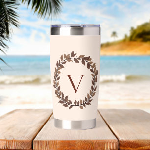 Autumn Leaf Monogram Initial Name Fall Design Insulated Tumbler