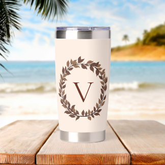 Autumn Leaf Monogram Initial Name Fall Design Insulated Tumbler