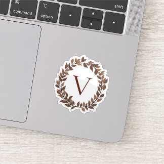 Autumn Leaf Monogram Initial Name Fall Design Sticker