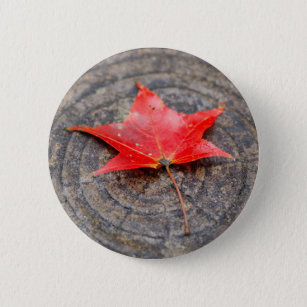 Autumn Leaf on Log Round Button