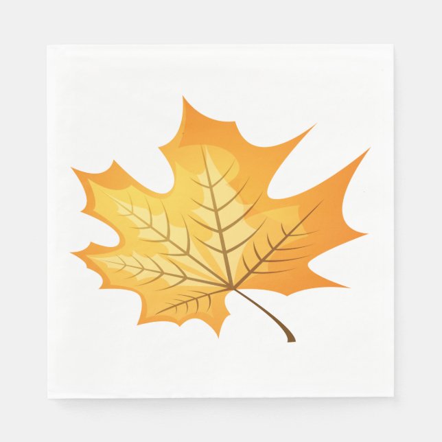 Autumn Leaf Orange Wedding Paper Napkins (Front)