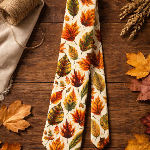 Autumn Leaf Pattern Fall Thanksgiving Neck Tie
