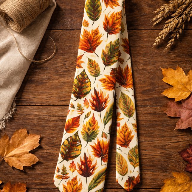Autumn Leaf Pattern Fall Thanksgiving Neck Tie (Creator Uploaded)