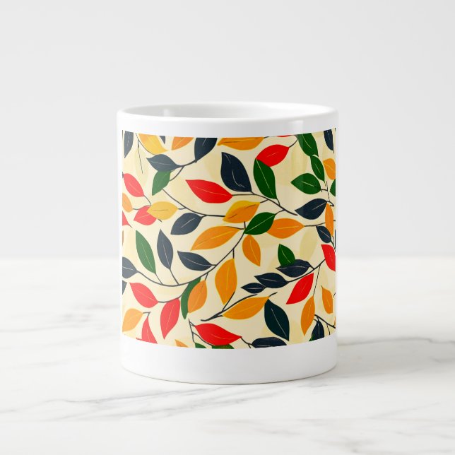 Autumn Leaf Pattern Giant Coffee Mug (Front)