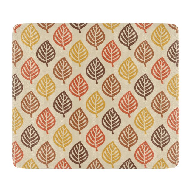 Autumn Leaf Pattern in Fall Colors Cutting Board (Front)