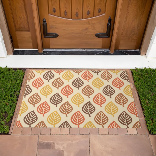 Autumn Leaf Pattern in Fall Colors Doormat (Outdoor)