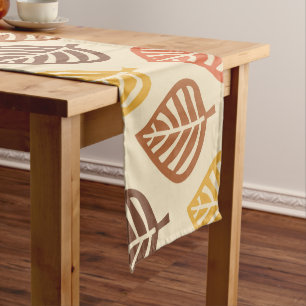 Autumn Leaf Pattern in Fall Colors Short Table Runner