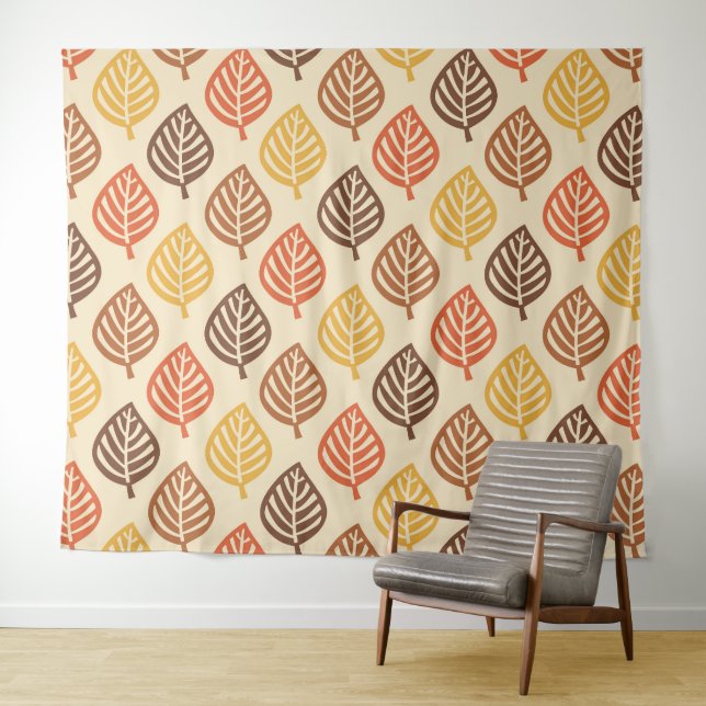 Autumn Leaf Pattern in Fall Colors Tapestry (In Situ (Horizontal))
