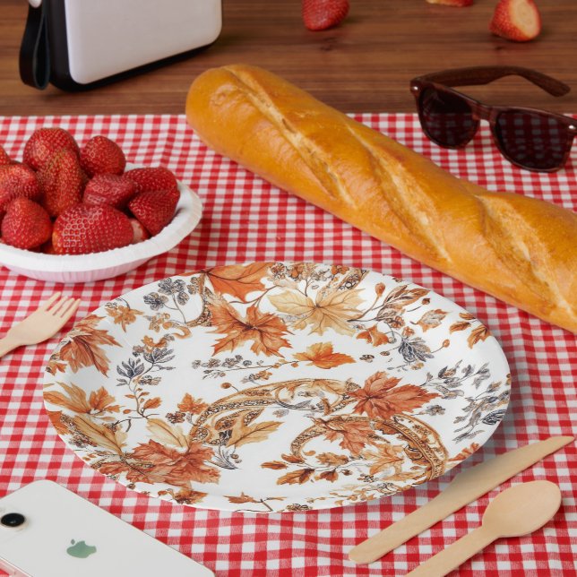Autumn Leaf Pattern Paper Plates (Picnic)