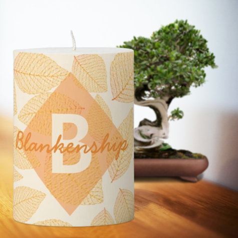 Autumn Leaf Pattern Personal Monogram Name