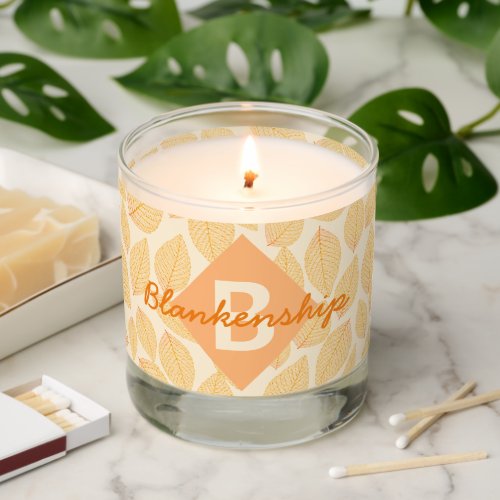 Autumn Leaf Pattern Personal Monogram Name