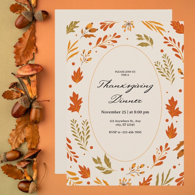Autumn Leaf Pattern Thanksgiving Dinner Invitation (Creator Uploaded)
