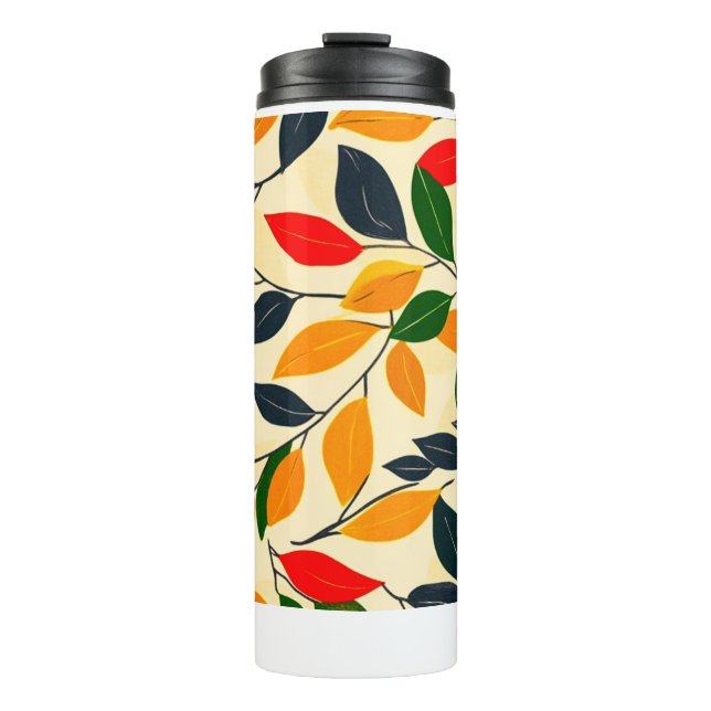 Autumn Leaf Pattern Thermal Tumbler (Front)