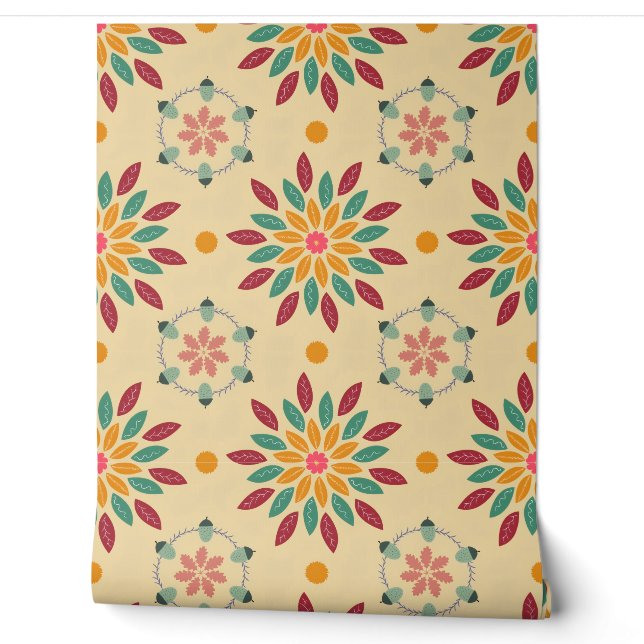 Autumn leaf pattern wallpaper  (Unrolling)