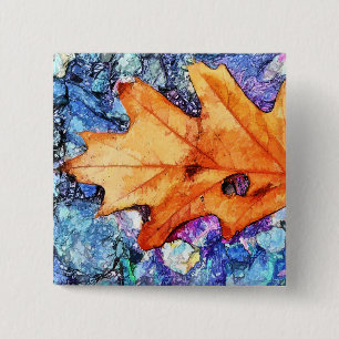 AUTUMN LEAF PINBACK BUTTON