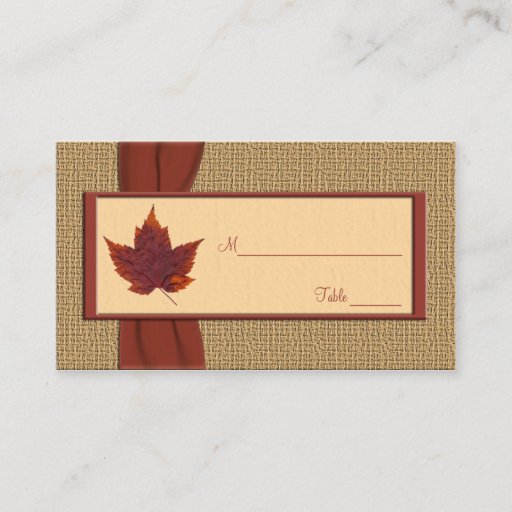 Customizable Autumn Leaf Placecards Business Card Template