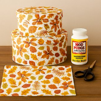 Autumn Leaf Print on White Decoupage Craft 