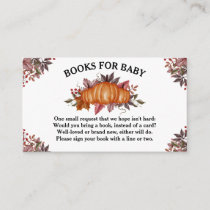 Autumn leaf Pumpkin Baby Shower Books for Baby Enclosure Card