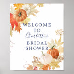 Autumn Leaf Pumpkins Bridal Shower Welcome Sign at Zazzle