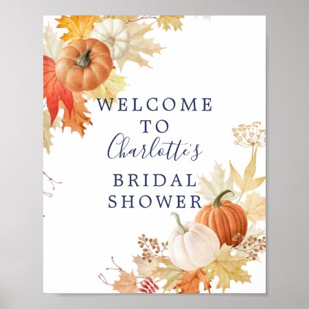Autumn Leaf Pumpkins Bridal Shower Welcome Sign