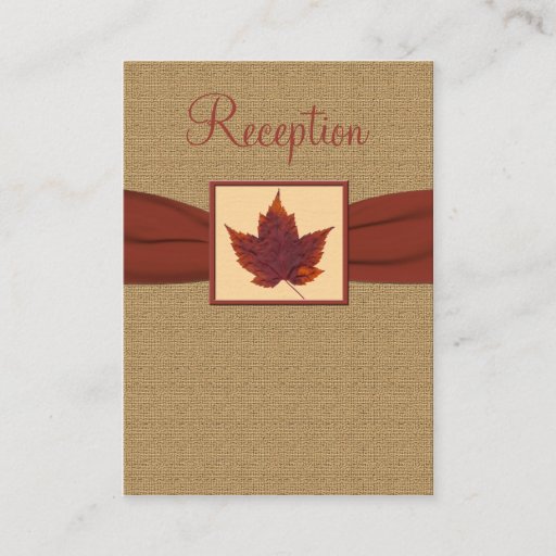 Customizable Autumn Leaf Reception Enclosure Card Business Card Template
