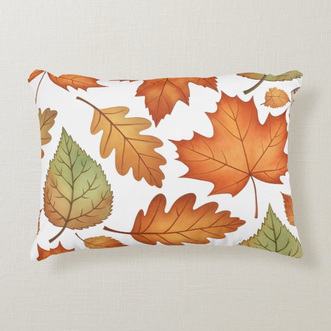 Autumn Leaf Seamless Pattern Accent Pillow (Front)