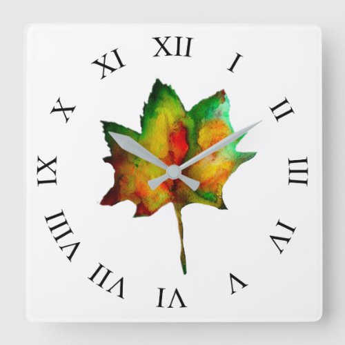 Autumn Leaf Square Wall Clock