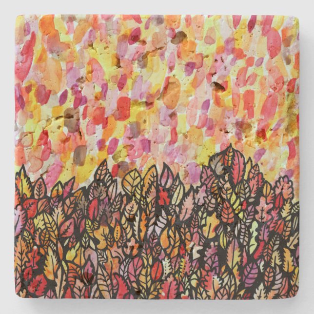 Autumn Leaf Stone Coaster (Front)