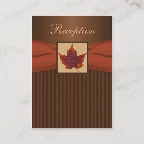 Autumn Leaf, Stripes Reception Enclosure Card Business Cards