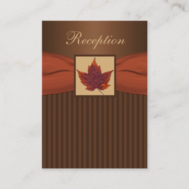 Autumn Leaf, Stripes Reception Enclosure Card (Front)
