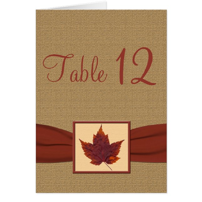 Autumn Leaf Table Number Card (Front)