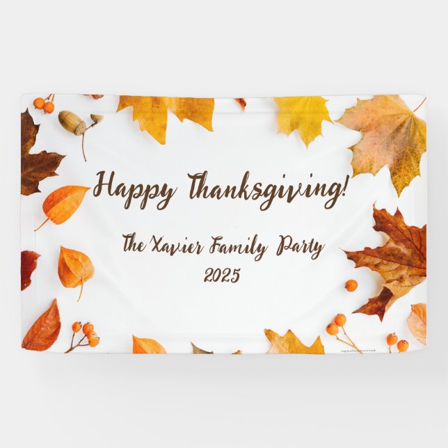 Autumn Leaf Thanksgiving Dinner Party Banner (Horizontal)