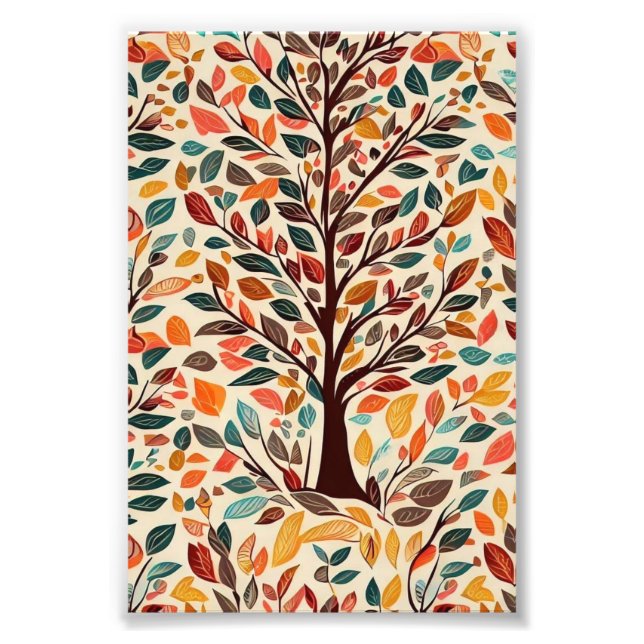 AUTUMN LEAF TREE DESIGN PHOTO PRINT (Front)