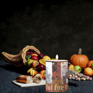 Autumn Leaf Tree   Grateful for Family   Photos Pillar Candle