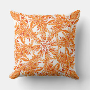 Autumn leaf tunnel mandela throw pillow