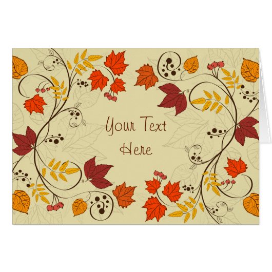 Autumn Leaf Vines with Customizable Text Cards (Front Horizontal)