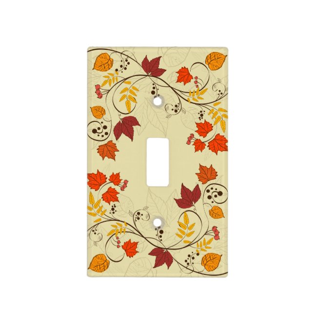 Autumn Leaf Vines with Customizable Text Light Switch Cover (Front)