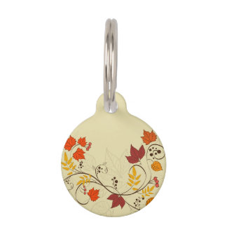 Autumn Leaf Vines with Customizable Text Pet Name Tag