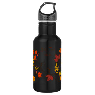Autumn Leaf Vines with Customizable Text Water Bottle