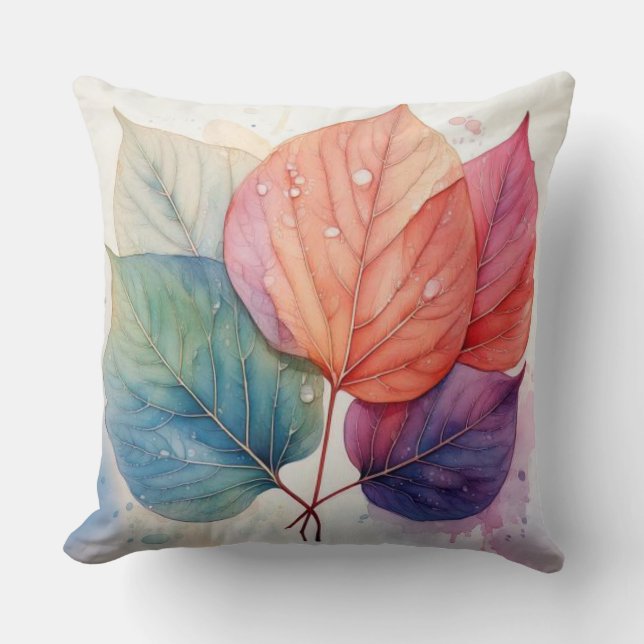 Autumn leafs throw pillow (Front)