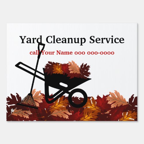 Autumn Leave Raking Cleanup Service Yard Sign