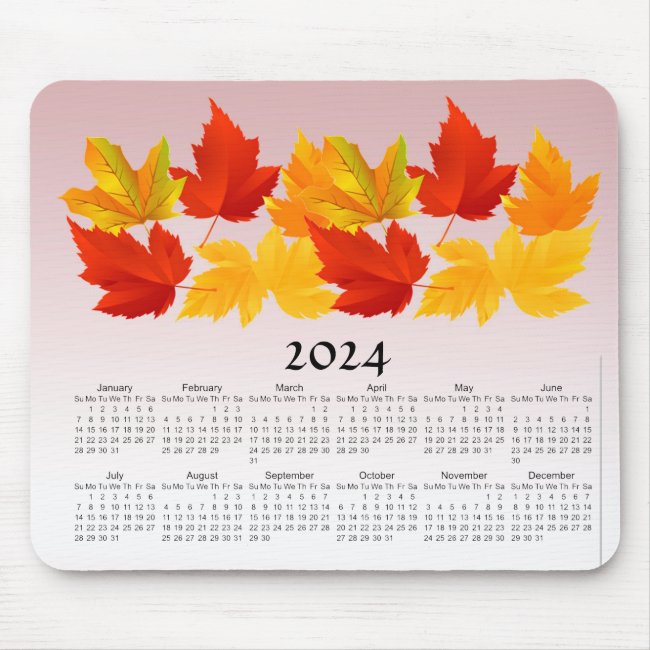 Autumn Leaves 2024 Calendar Mousepad