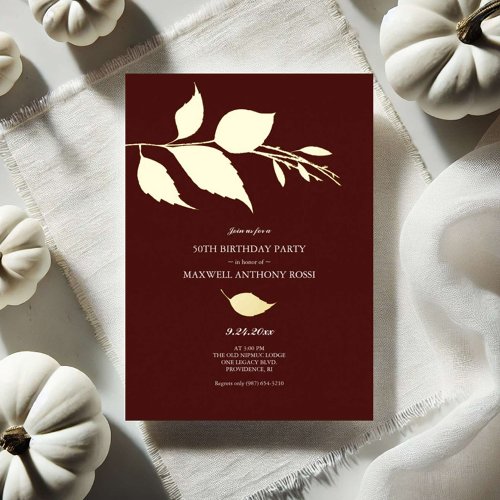 Autumn Leaves 50th Birthday Invitations