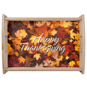 Autumn Leaves 6 Happy Thanksgiving Serving Tray