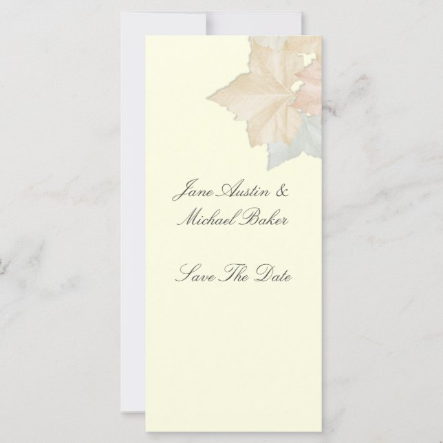 Autumn Leaves, A Wedding Save The Date Bookmark (Front)