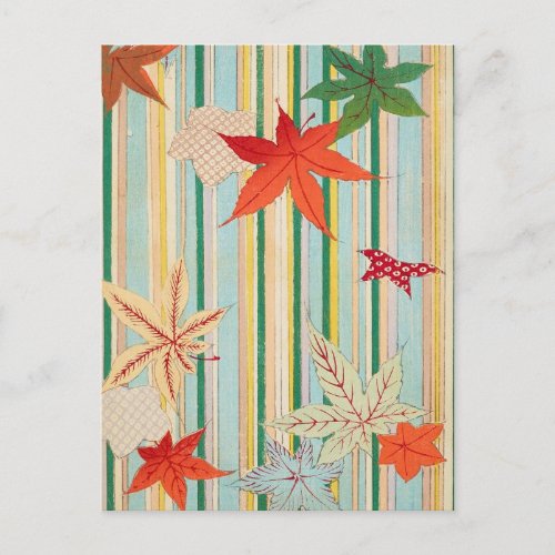 Autumn Leaves Abstract Japanese Design Postcard