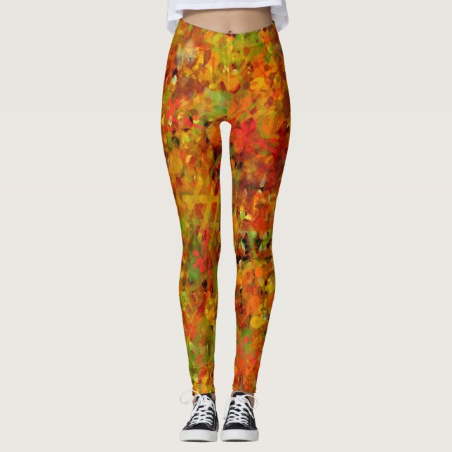 Autumn Leaves Abstract Leggings (Front)