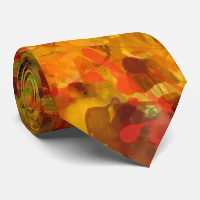 Autumn Leaves Abstract Neck Tie (Rolled)