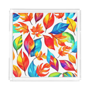 Autumn Leaves Abstract Pattern Acrylic Tray